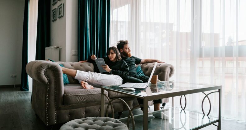 An African couple relaxing together at home